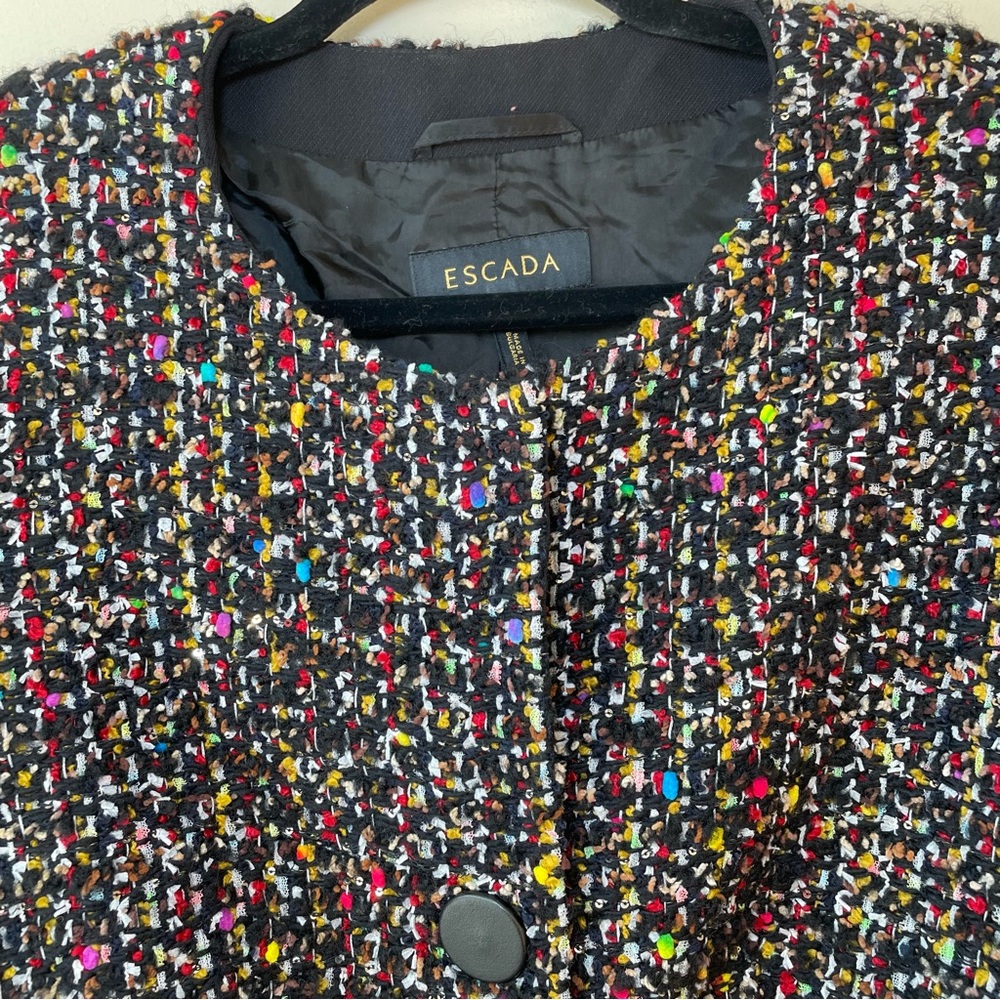Escada Wool Blend Multi-Color Button Down Jacket … - image 3